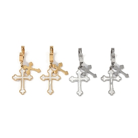 Cross 304 Stainless Steel Shell Stud Earrings, Dangle Earrings for Women