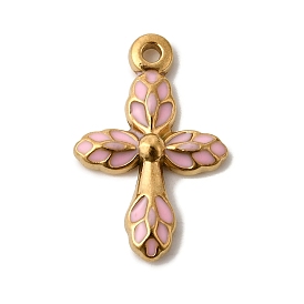 304 нержавеющей стальной эмали подвески, крест прелести, ионное покрытие (ip), реальный 18 k позолоченный