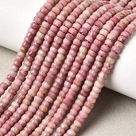 Природные родонит бисер нитей, рондель, граненые