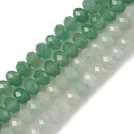 Природные пряди авантюрин зеленый шарик, граненые, рондель