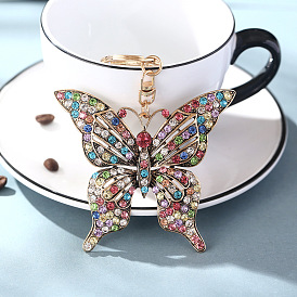 Color Diamond Hollow Butterfly Metal Keychain Pendant Creative Small Gift Bag Pendant