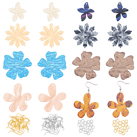 Olycraft Flower Charm Dangle Earring Making Kit for Girl Women, Including Acrylic Pendants, Brass Earring Hooks & Jump Rings