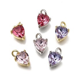 Сердце из латуни со стеклянными подвесками, одиночные каменные прелести, без кадмия и без свинца, долговечный, стойки покрытие