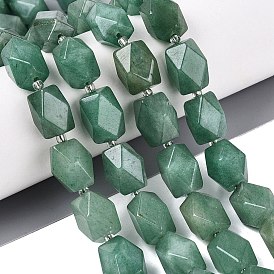 Естественный зеленый авантюрин бисер нитей, граненые бусины с алмазной огранкой, ромб, с бисером