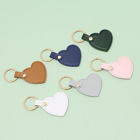 PU Imitation Leather Keychains, with Zinc Alloy Finding, Heart