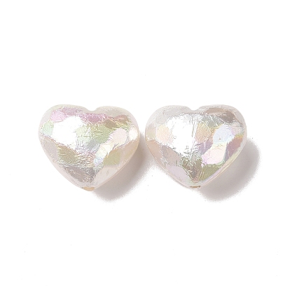ABS Plastic Beads, UV Plating Rainbow Iridescent Beads, Heart