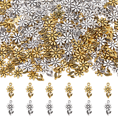 160Pcs 2 Colors  Alloy Pendant, Flower