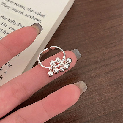 925 регулируемые манжеты из стерлингового серебра с круглыми бусинами