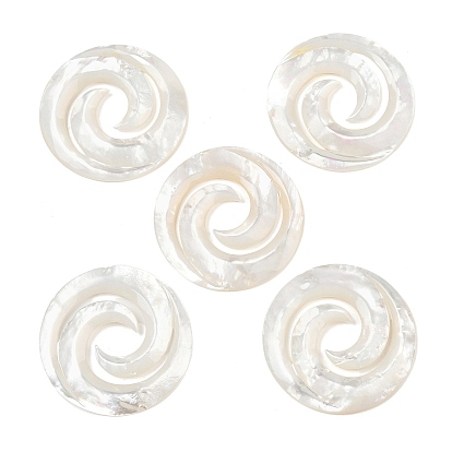 Натуральный белый кабошоны оболочки, спиральную форму