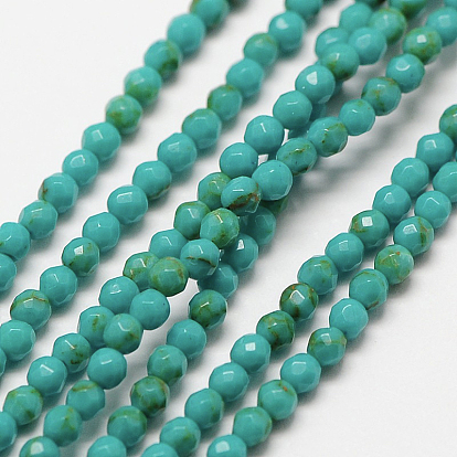 Imported Synthetic Howlite Beads Strands, Faceted Round, Dyed