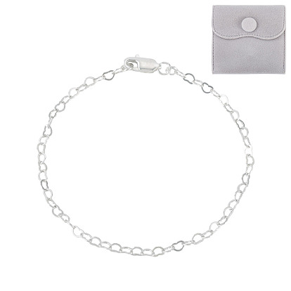 925 Sterling Silver Heart Link Chain Bracelets