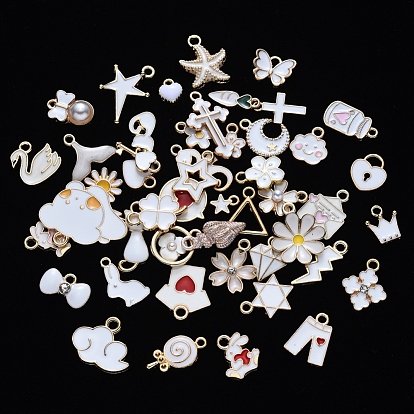 Alloy Enamel Charms, Light Gold, Mixed Shapes