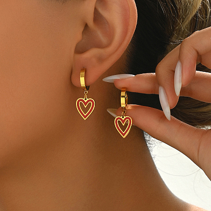 Элегантные 201 серьги-кольца из нержавеющей стали в форме сердца, классический и универсальный, реальный 18 k позолоченный