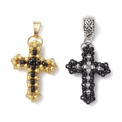 2 шт. 2 стили 3 d стеклянные бисерные крестики-подвески, с петлей