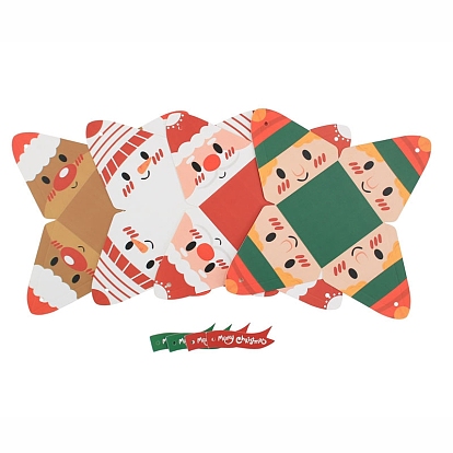 Cone Paper Bakery Boxes, with Bowknot Ribbon, with NO Tag, for Mini Cake Cupcake Cookie Packing, Christmas Theme