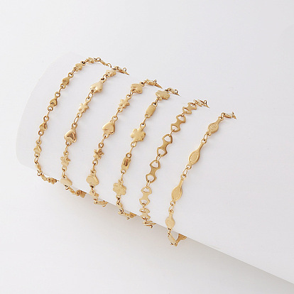 Vintage 304 Stainless Steel Link Chain Bracelets for Women, Golden