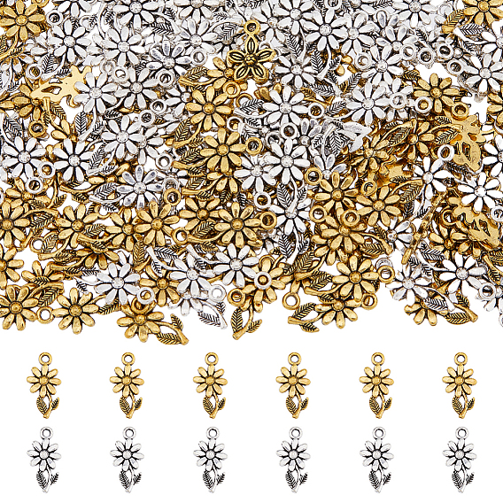 160Pcs 2 Colors  Alloy Pendant, Flower