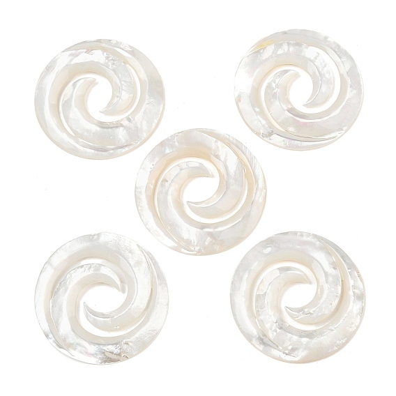 Натуральный белый кабошоны оболочки, спиральную форму