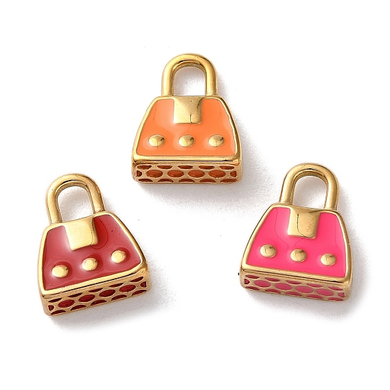 304 из нержавеющей стали шармы эмали, реальный 14 k позолоченный, сумочка очарование