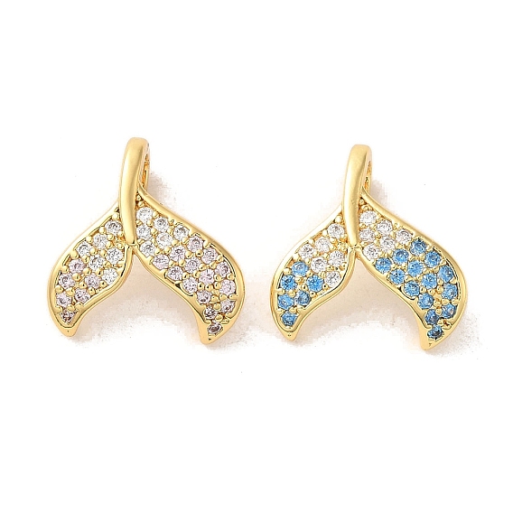 Латуни циркония кубической подвески, реальный 14 k позолоченный, рыбий хвост
