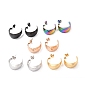 304 Stainless Steel Chunky C-shape Stud Earrings, Half Hoop Earrings for Women