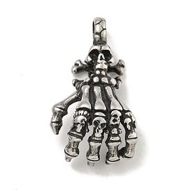 316 Surgical Stainless Steel Pendants, Skeleton Hand Charm