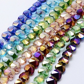 Electroplated Glass Beads Strands, Faceted, Heart