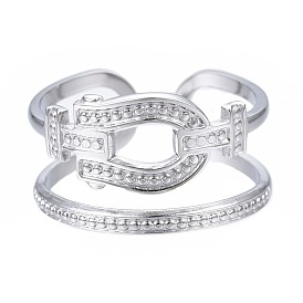 304 anillo de puño abierto ovalado de acero inoxidable, anillo hueco grueso para mujer