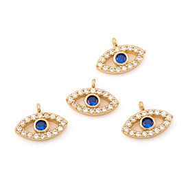 Brass Micro Pave Cubic Zirconia Charms, Evil Eye