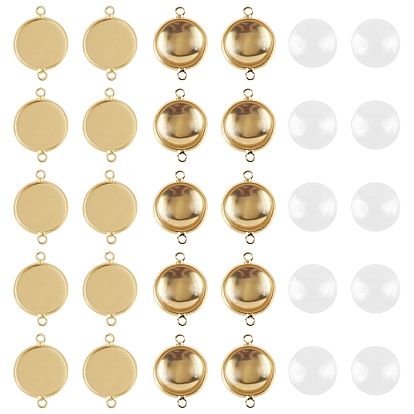 Наборы для изготовления ссылок своими руками, Включает настройки плоского круглого латунного кабошона, чашки безеля с гладкими краями и кабошоны из прозрачного стекла, без свинца, без кадмии и без никеля