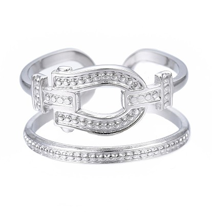 304 anillo de puño abierto ovalado de acero inoxidable, anillo hueco grueso para mujer
