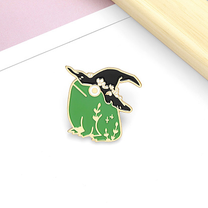 Witch Hat Frog Brooch - Cartoon Animal Pin for Halloween Costume Accessories