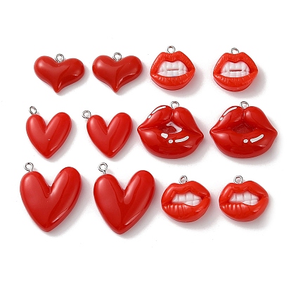 12подвески из непрозрачной смолы, очарование губ, с платиновым железным обручем