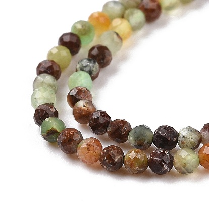 Natural Chrysoprase Beads Strands, Faceted, Round