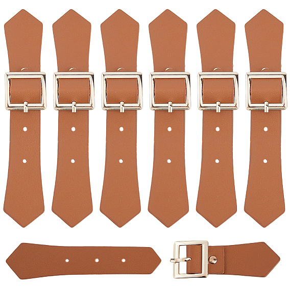 8 Boucles à bascule cousues en cuir PU, attaches de manteau, avec boucles en alliage