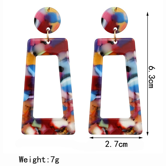 Серьги-гвоздики из сплава уксусной кислоты, плоский круглый с трапецией, золотые