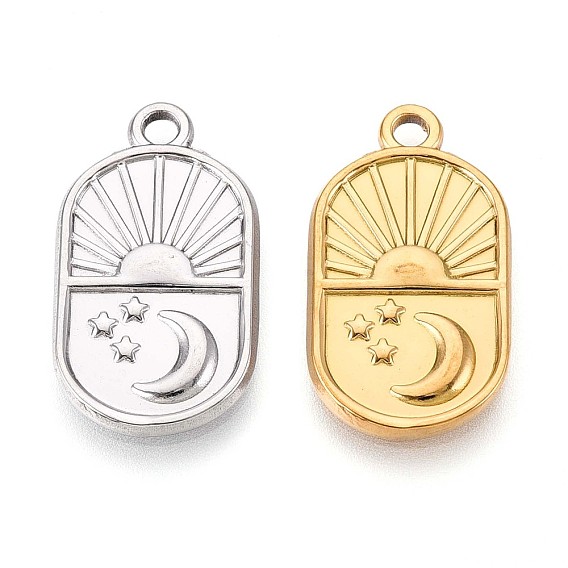304 подвески из нержавеющей стали, овал с подвеской в виде луны, солнца и звезды, ионное покрытие (ip)