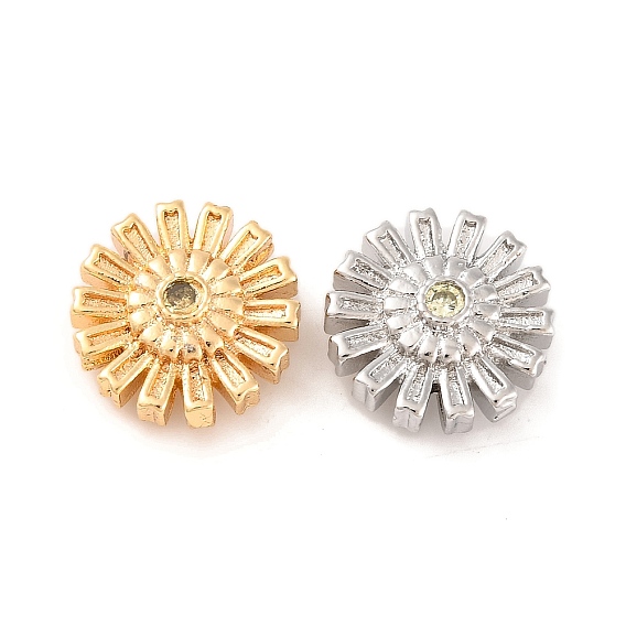 Латунные микропаве из прозрачного кубического циркония, без кадмия, без никеля и без свинца, плоско-круглые, светлый золотарник желтый