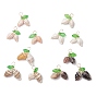 12Pcs 4 Styles Natural Sea Shell Copper Wire Wrapped Pendants, with Lime Green Acrylic Leaf, Golden