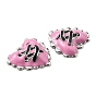 Alloy Enamel Pendants, Long-Lasting Plated, Lead Free & Cadmium Free, Platinum, Mended Heart Charms