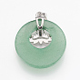 Gemstone Pendants, with Platinum Tone Brass Findings, Flat Round with Buddha
