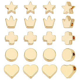 60 шт 5 стили латунные бусины, реальный 14 k позолоченный