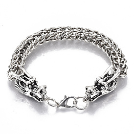 Men's Alloy Wheat Chain Bracelets, with Lobster Claw Clasps, Dragon
