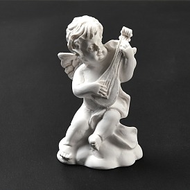 Resin Imitation Plaster Sculptures, Figurines, Home Display Decorations, Angel with Guitar