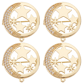 6 шт. прозрачный кубический цирконий луна со звездой брошь булавка, латунный значок с петлей для рюкзака, одежда, кулон, украшения