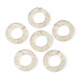 Transparent Acrylic Linking Rings, with Glitter Powder, Quick Link Connectors, For Jewelry Rolo Chains Making, Donut