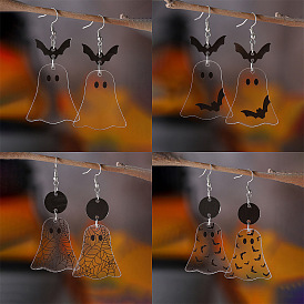 Halloween Acrylic Earrings, with Stainless Steel Earrings Hook, Platinum, Clear