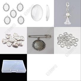 DIY Blank Dome Oval Iron Wedding Photos Brooch Making Kits