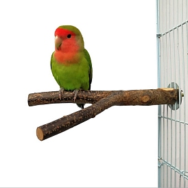 Puestos de pájaros de madera, percha para pájaros, tenedor para moler patas, palo de mascar ejercicio ramas de entrenamiento para cacatúas, pájaros pequeños