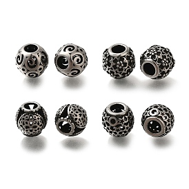 304 Stainless Steel European Beads, Large Hole Beads, Round